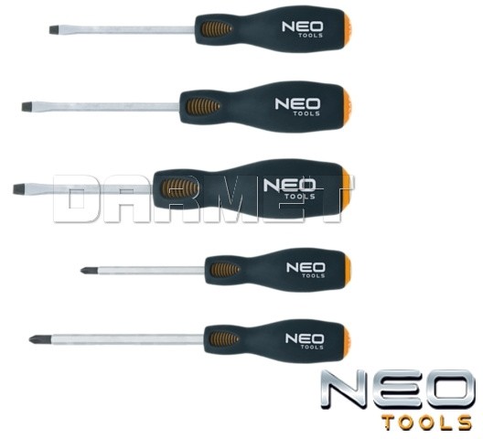 NEO-TOOLS Zestaw wkrętaków do pobijania, płaskie i krzyżowe Phillips - 5 sztuk - NEO TOOLS (04-240) (NEO_04-240)