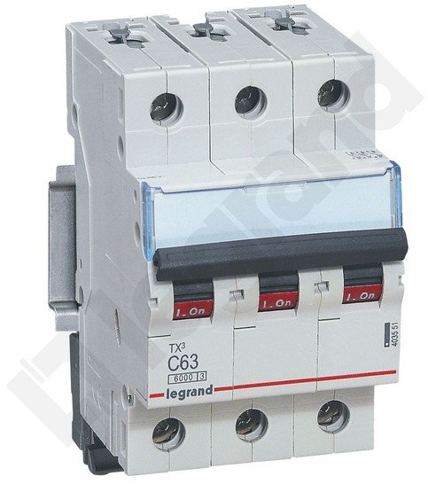 Legrand Wyłącznik nadprądowy S 303 C 63 3P 63 A 6 kA - 403551