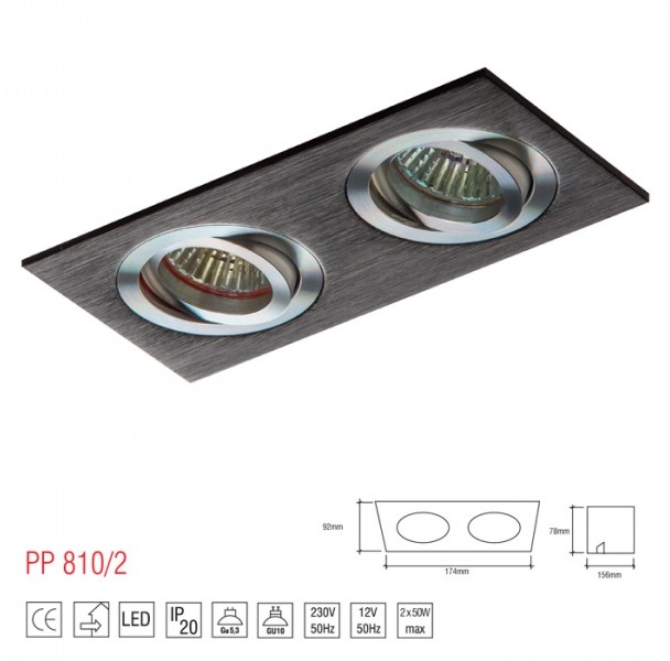 Light&More LM 810/2 OPRAWA HALOGENOWA LED WPUSZCZANA OCZKO REGULOWANA CZARNY PAR16 MR16 GU10 GU5,3