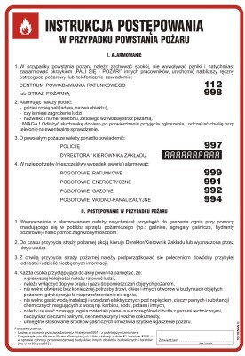 TD DB003 Instrukcja postępowania w przypadku powstania pożaru