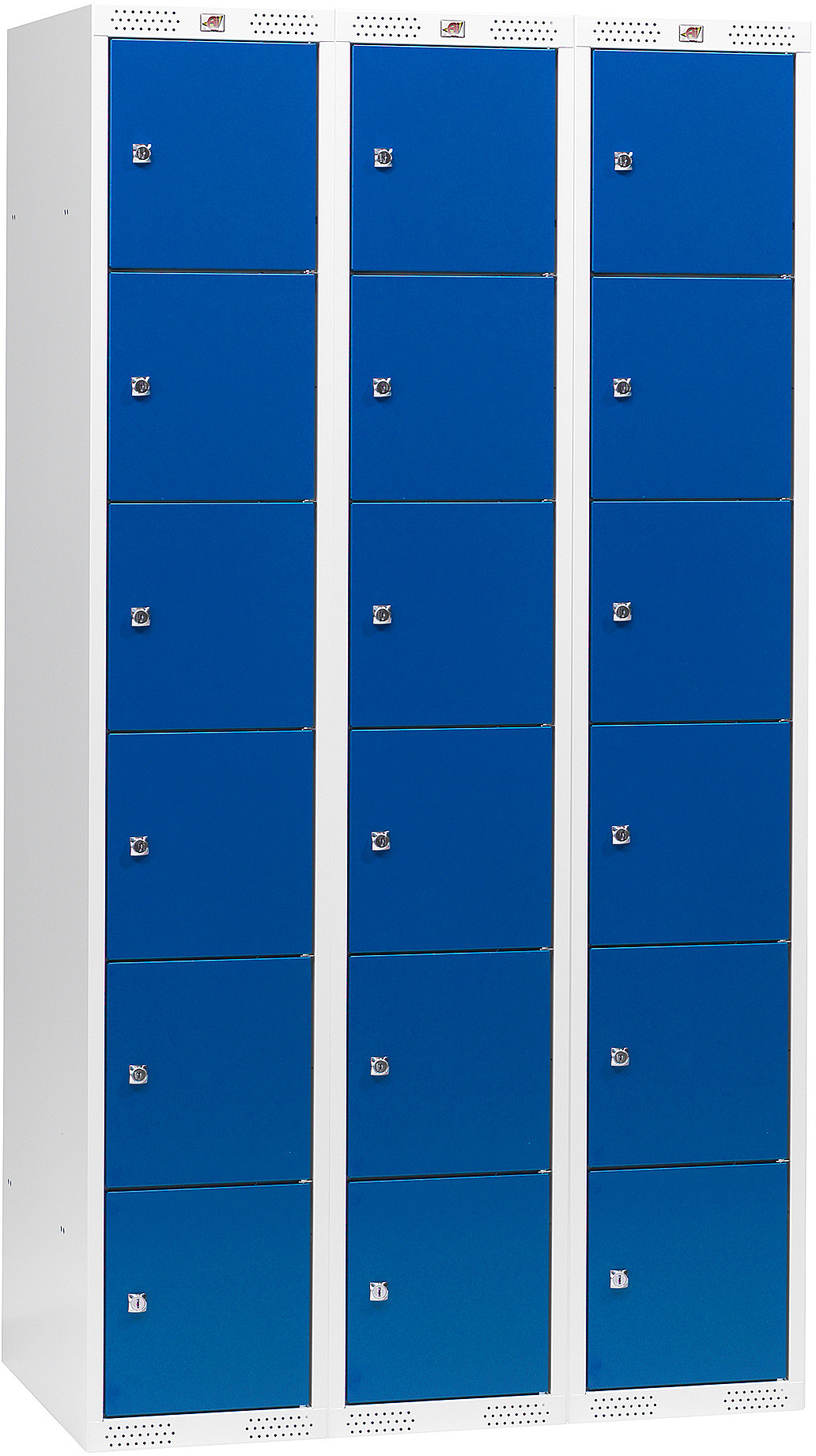 AJ Szafki osobiste 3 sekcje po 6 skrytek w pionie Kolor drzwi: Niebieski 323812