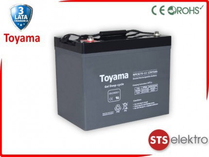 Toyama Akumulator NPCG75-12 żel Deep Cycle 75Ah