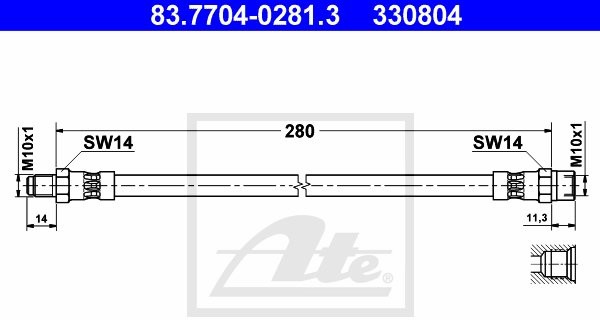 ATE PRZEWÓD HAM 83.7704-0281.3 MERCEDES R129 SL 73 AMG 99-01/ ALFA ALFASUD SPRINT 1.5 83-87   83.7704-0281.3