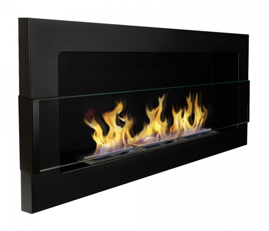 Ecofire wiszący 900x400 Czarny z szybą