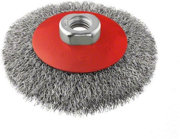 Bosch Szczotka stożkowa drut falisty 100 mm 0 3 mm 12 500 obr./min 100 mm Drut stalowy 2608622057 1 szt