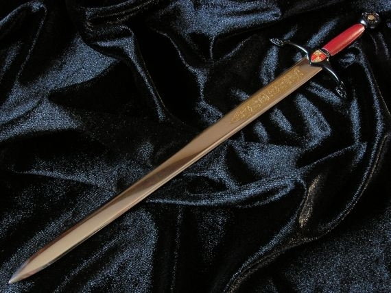 Płatnerze hiszpańscy MINIATURKA HISTORYCZNY MIECZ CZARNEGO KSIĘCIA