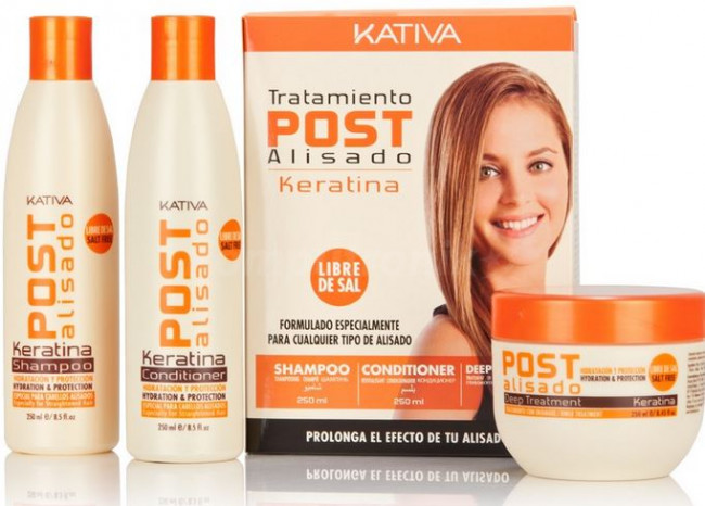Kativa Zestaw POST z karatyną Szampon 250ml + odżywka 250ml + maska 250 dla włosów po zabiegu trwałego wygładzania