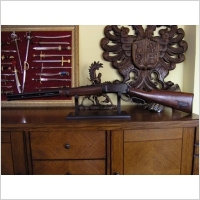 Hiszpania CZARNA STRZELBA WINCHESTER Z GŁOWĄ BIZONA