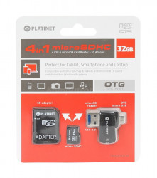 Platinet microSDHC 32GB class 4 + Adapter SD + Czytnik Kart (PMMSD32CR)