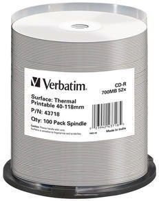 Verbatim CD-R 700MB 52x Thermal Printable Szpula 100 43718