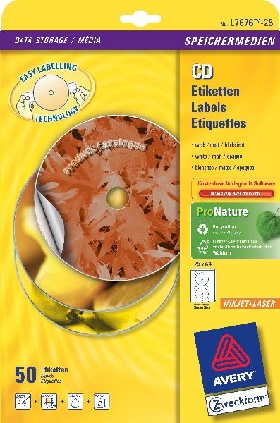 AVERY Zwecform Etykiety na płyty CD/DVD SUPERSIZE 117 mm, 2 etykiety/A4 50 (NB-2072)
