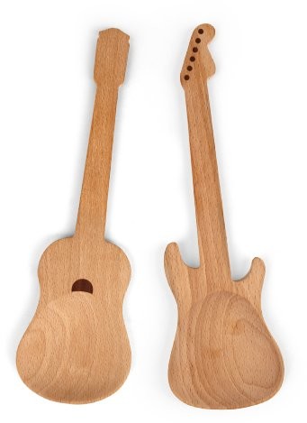 Kikkerland Rockin CU64 drewniane łyżki do gotowania w kształcie gitar CU64