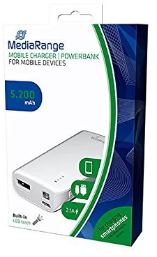 MediaRange mr751 Mobile Power Bank 5200 mAh biały/szary MR751