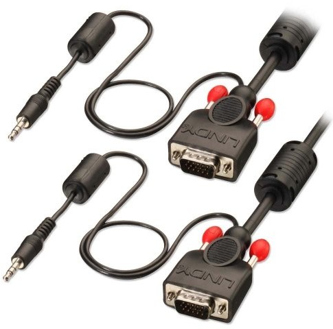 LINDY Lindy Premium VGA kabel z wtyczką Jack 3,5 MM Stereo wtyczka kabel audio, czarny 37304