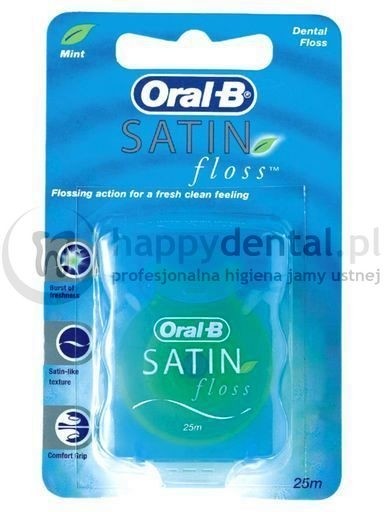 ORAL-B SatinFloss 25m - miętowa nić dentystyczna o satynowej powłoce