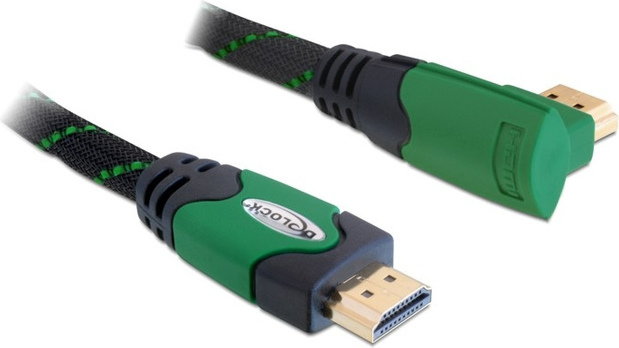 Delock KABEL HDMI-HDMI PREMIUM KĄTOWY PRAWY GREEN SZNUR 2M 82952