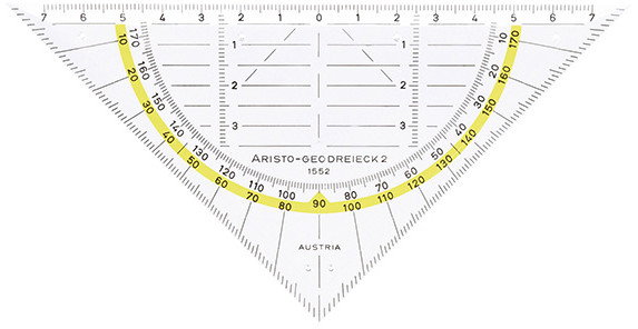 Aristo Ekierka Geodreieck$90, krawędzie oszlifowane, 16cm, transparentna AR1552