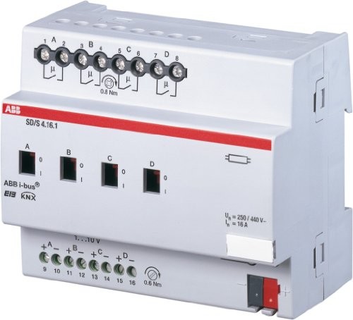 ABB SD/s4.16.1 EIB/KNX przerzutek/dimmaktor, 16 A, Reg, 4-rzędowa (4829202)