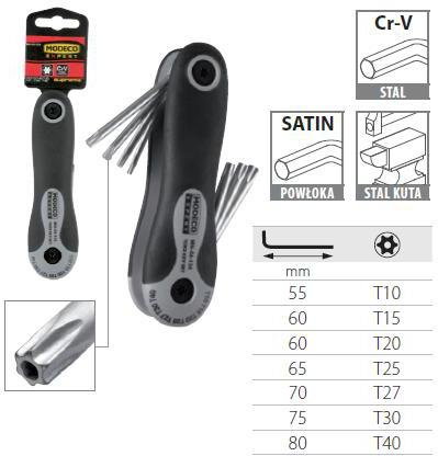 Modeco Komplet kluczy trzpieniowych torx - 7szt. MN-54-134