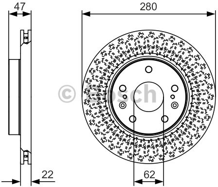 BOSCH Tarcza hamulcowa przednia, 0 986 479 C40  0986479C40