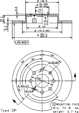BREMBO Tarcza hamulcowa 08.9460.10