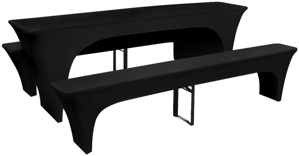 vidaXL 3 czarne, rozciągliwe pokrowce na stół i ławki 220 x 70 80 cm