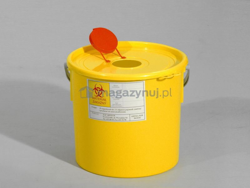 Artech Pojemnik na odpady ostre z otworem wrzutowym, poj. 15L (Kolor żółty)