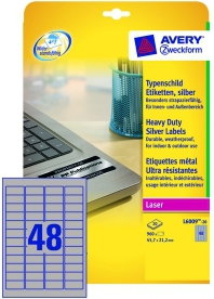 Avery Zweckform Etykiety Heavy Duty srebrne 45,7 x 21,2 mm, 48 etykiet/A4 ZW264