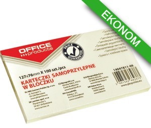 Office products PBS Bloczek samop. , 127x76mm, 1x100 kart., pastel, jasnożółty PB