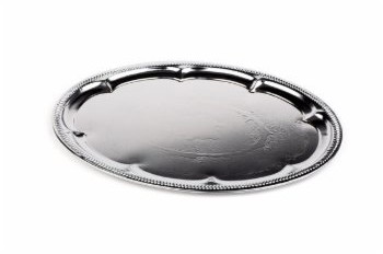 APS OWALNA OZDOBNA TACA CLASSIC STAL CHROMOWANA 46X34CM zakupy dla domu i biura EJ424