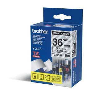 Brother TZ-S161 36mm taśma laminowana z ekstra mocnym klejem, czarny nadruk/prze