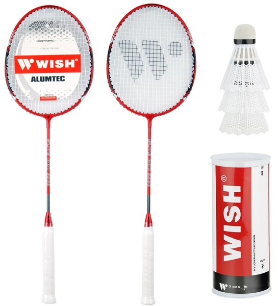 Wish Zestaw do Badmintona 2 rakietki + Lotki + Siatka 5566 Czerwony