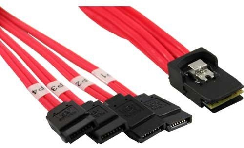 InLine 27610 SAS przewód połączeniowy Mini SFF8087 na 4 X SATA Cross Over OCF 0,75 m 4043718113613