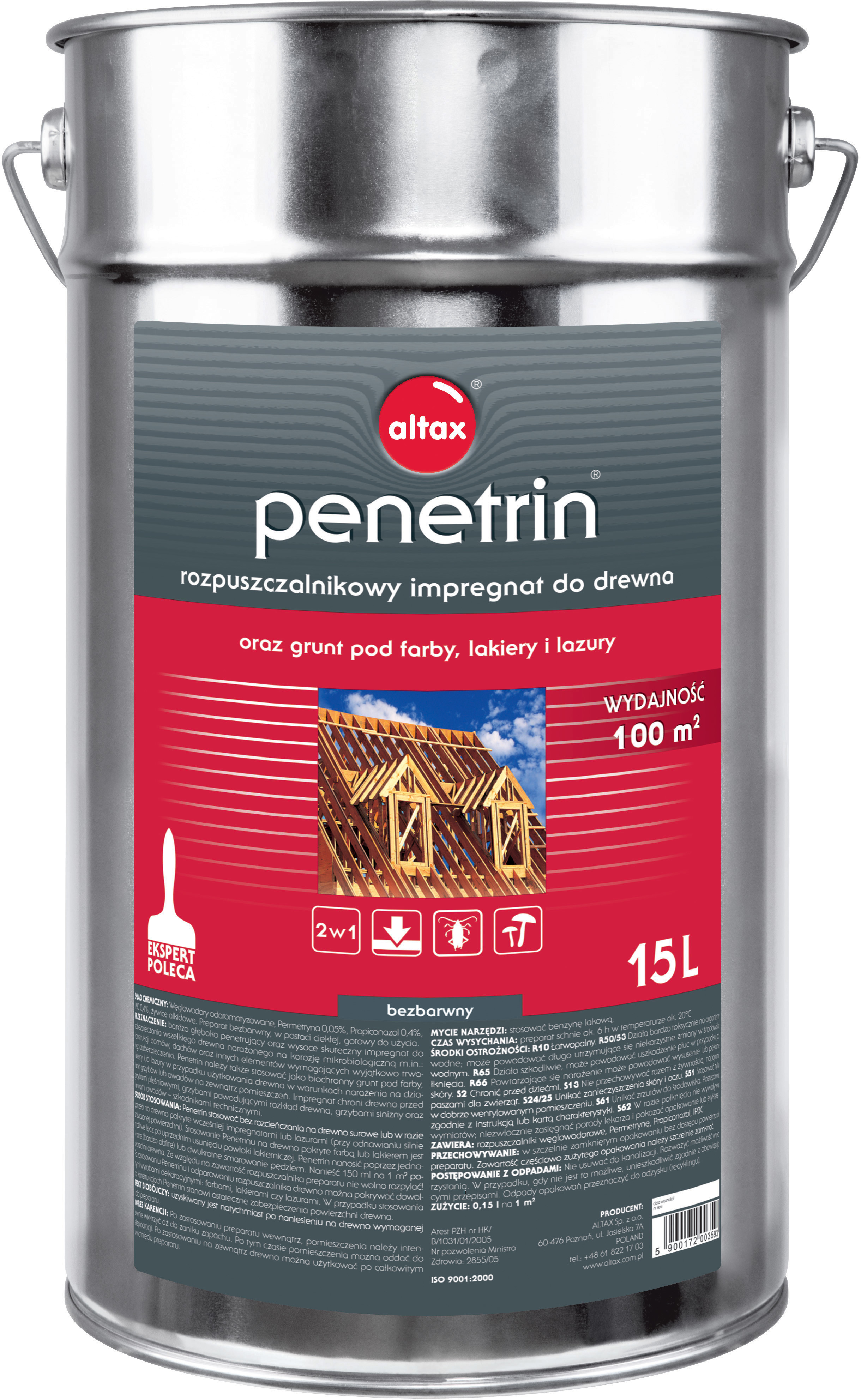 Altax Impregnat Gruntuj$220cy Do Drewna Penetrin Bezbarwny 15 L (ALIMROPE-15)