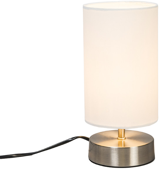 QAZQA Nowoczesna biała lampa stołowa okrągła 12 cm ściemnialna - Milo 2