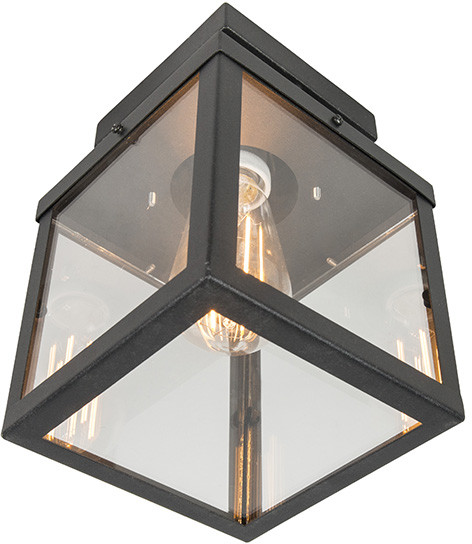 QAZQA Industrialny plafon zewnętrzny czarny - Rotterdam