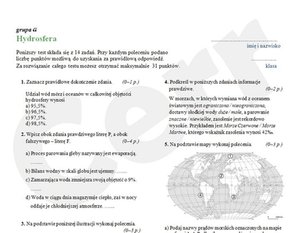 Sprawdzian Z Geografii Obraz Ziemi Klasa 1 Liceum - question