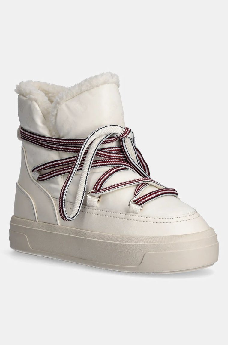 Tommy Hilfiger śniegowce SNOWBOOT MONOGRAM FAUX FUR kolor beżowy FW0FW08389