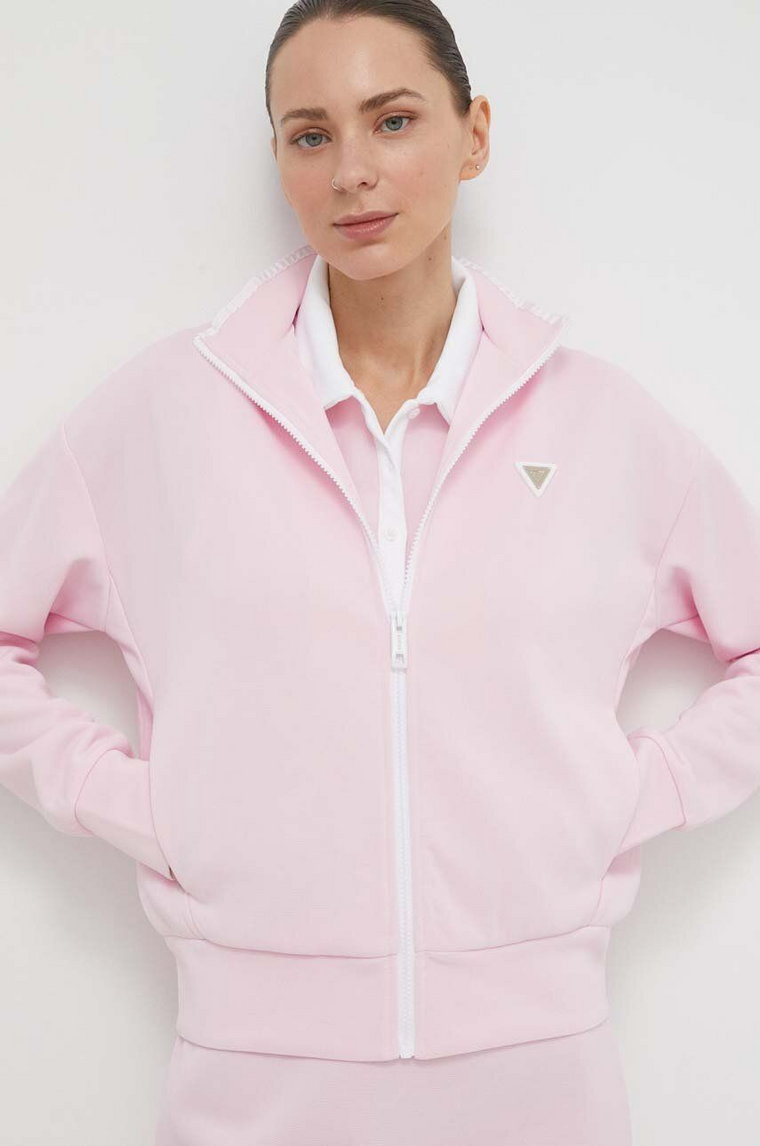 Guess bluza MYLAH damska kolor różowy z aplikacją V4GQ02 KBFB2
