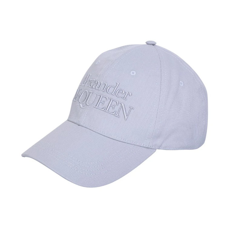 Niebieska czapka baseballowa z haftowanym logo Alexander McQueen