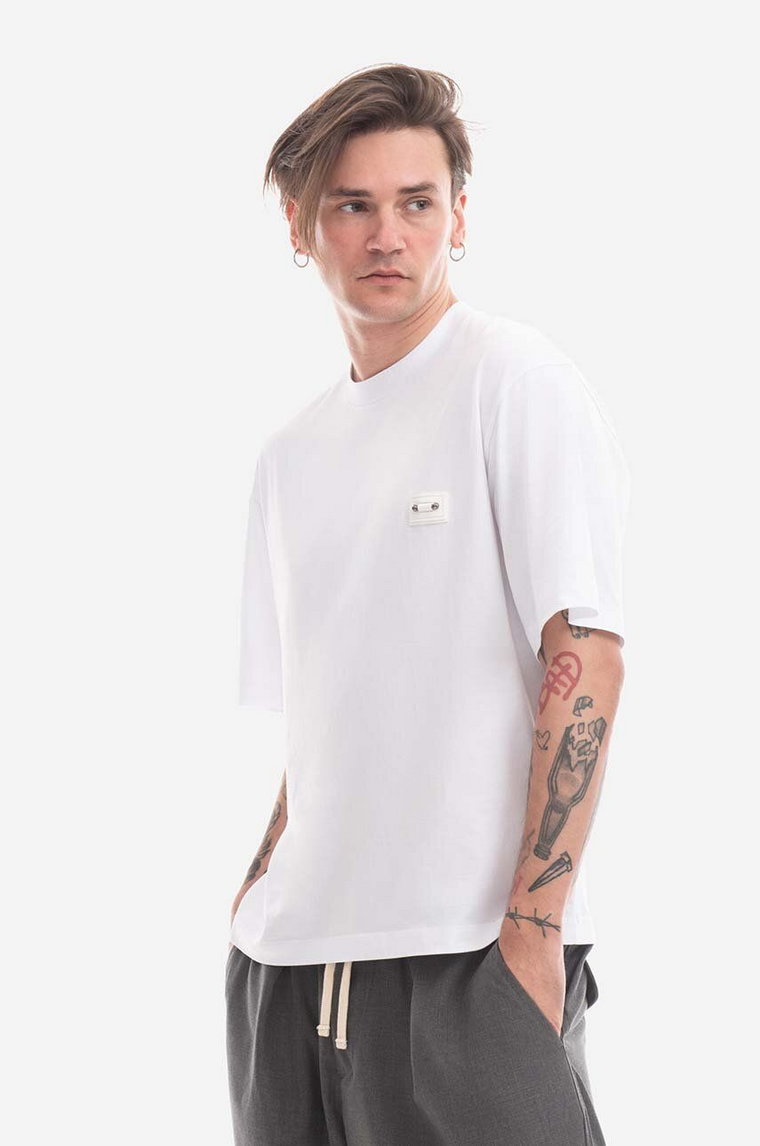 Neil Barett t-shirt bawełniany kolor biały z aplikacją PBJT144.U502C-3160