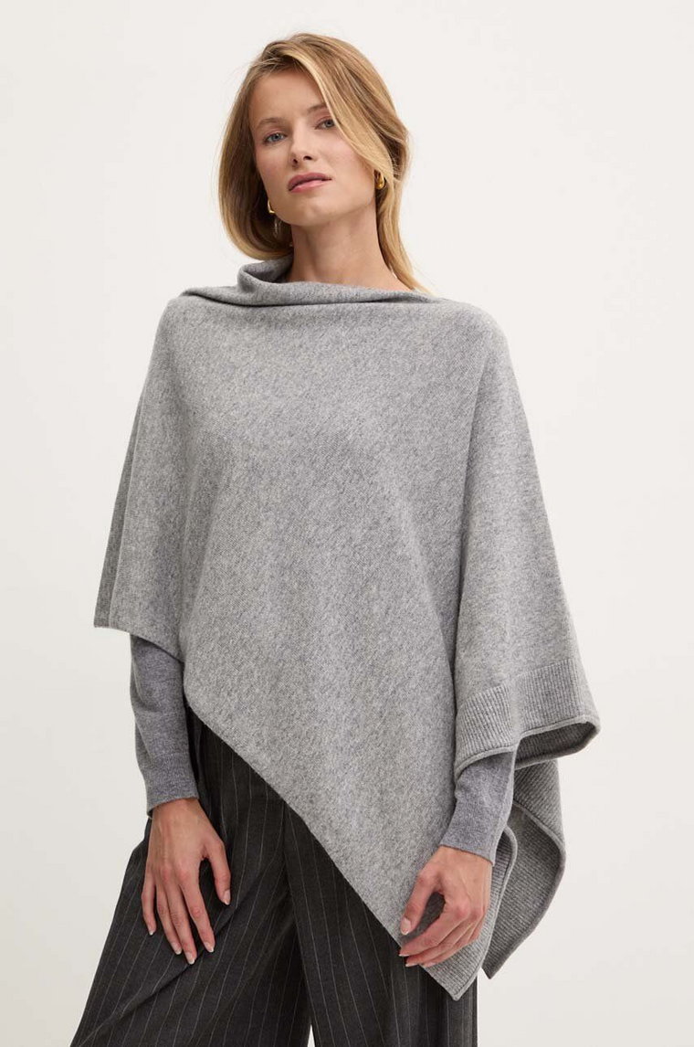 United Colors of Benetton poncho z domieszką wełny kolor szary 1235DU01A