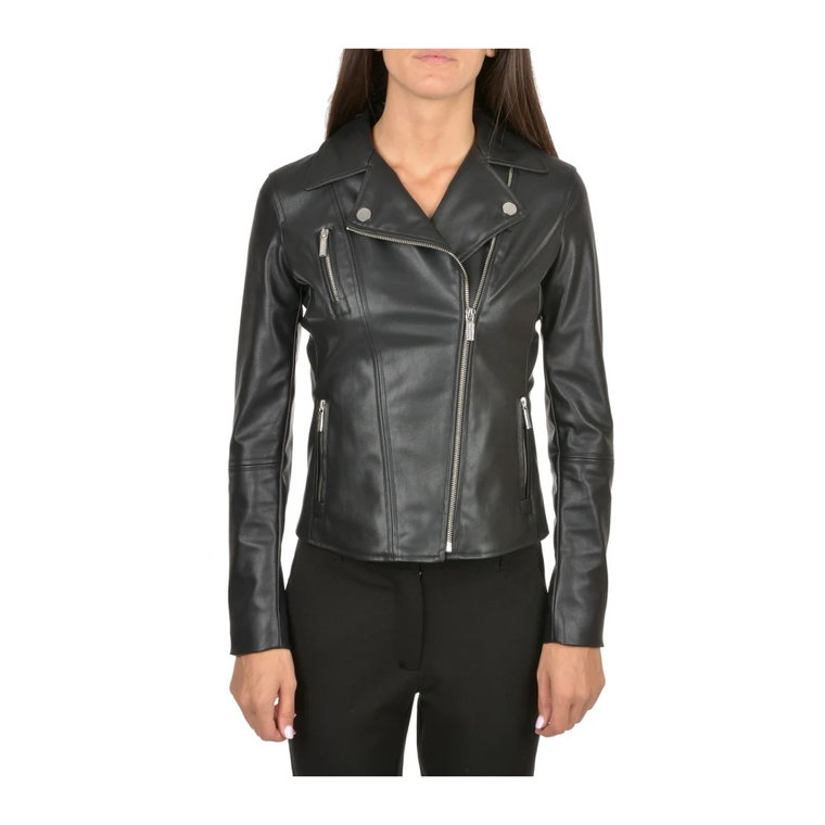 Czarne Kurtki w Stylu Biker Emporio Armani