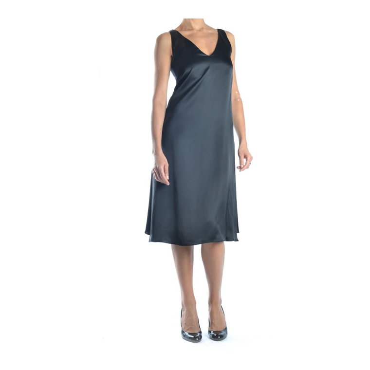 Granatowa Sukienka Midi w Kształcie Litery A Celine