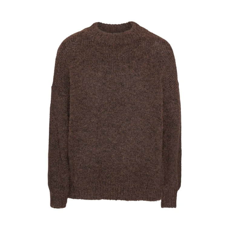 Luźny Sweter Z Długim Rękawem - Ciemnobrązowy A-View