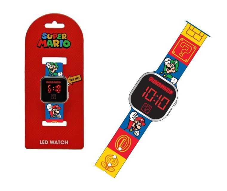 Zegarek Cyfrowy Led Na Rękę Super Mario Z Kalendarzem Dla Dzieci