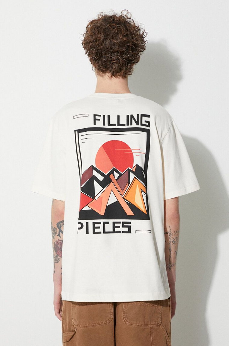 Filling Pieces t-shirt bawełniany Sunset kolor beżowy z nadrukiem 74417021901