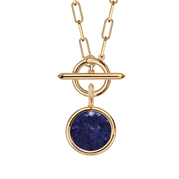 Zawieszka srebrna pozłacana z lapis lazuli - Medaliony