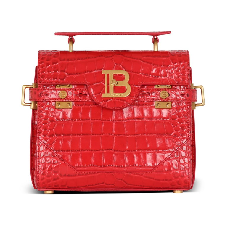 B-Buzz 23 bag in crocodile-print leather Balmain