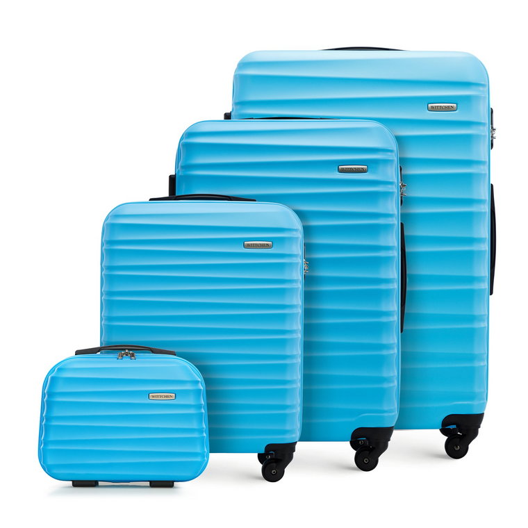 Komplet walizek z ABS-u z żebrowaniem niebieski